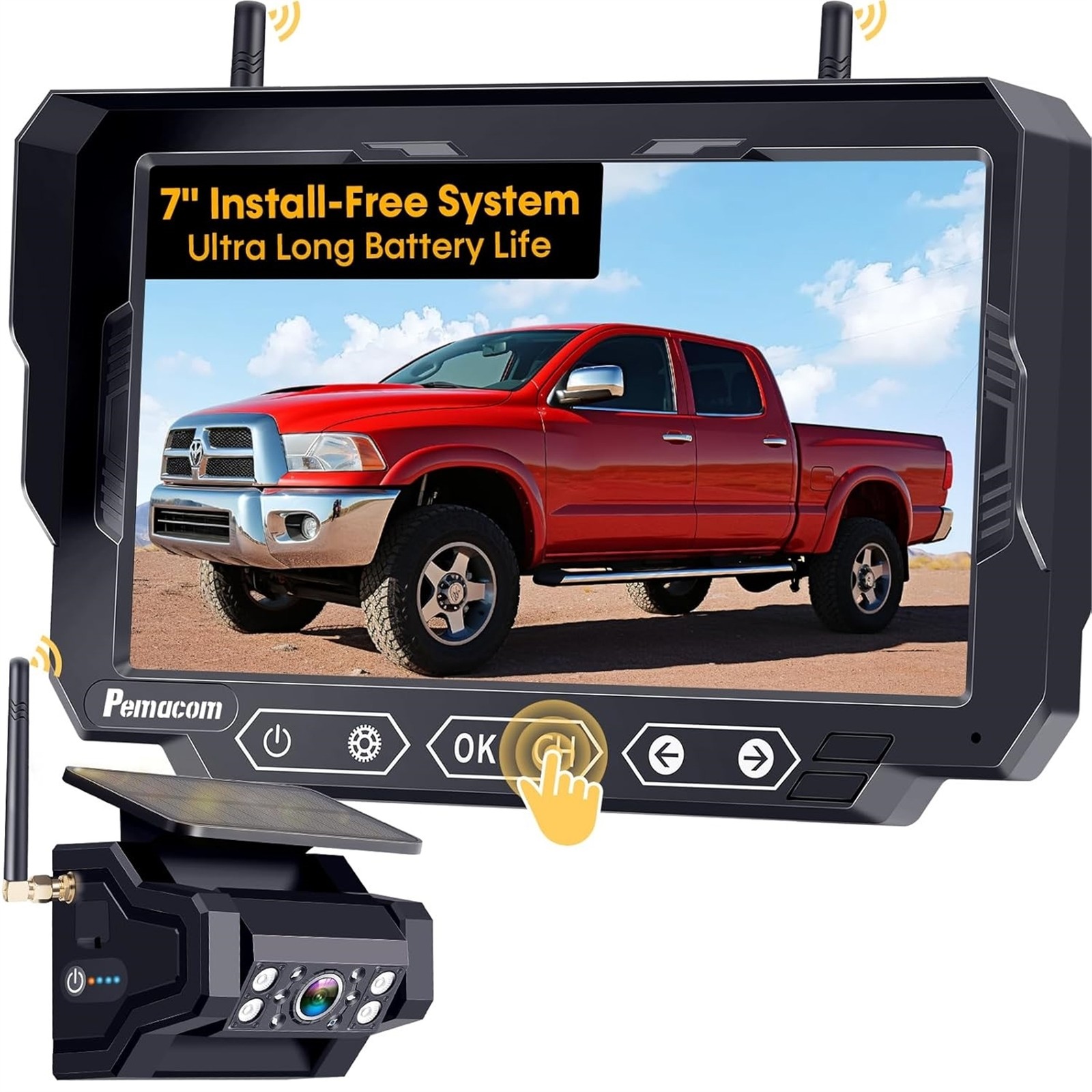 Pemacom P15 7" Magnetic Scratch-Proof Easy Install Night Vision Waterproof