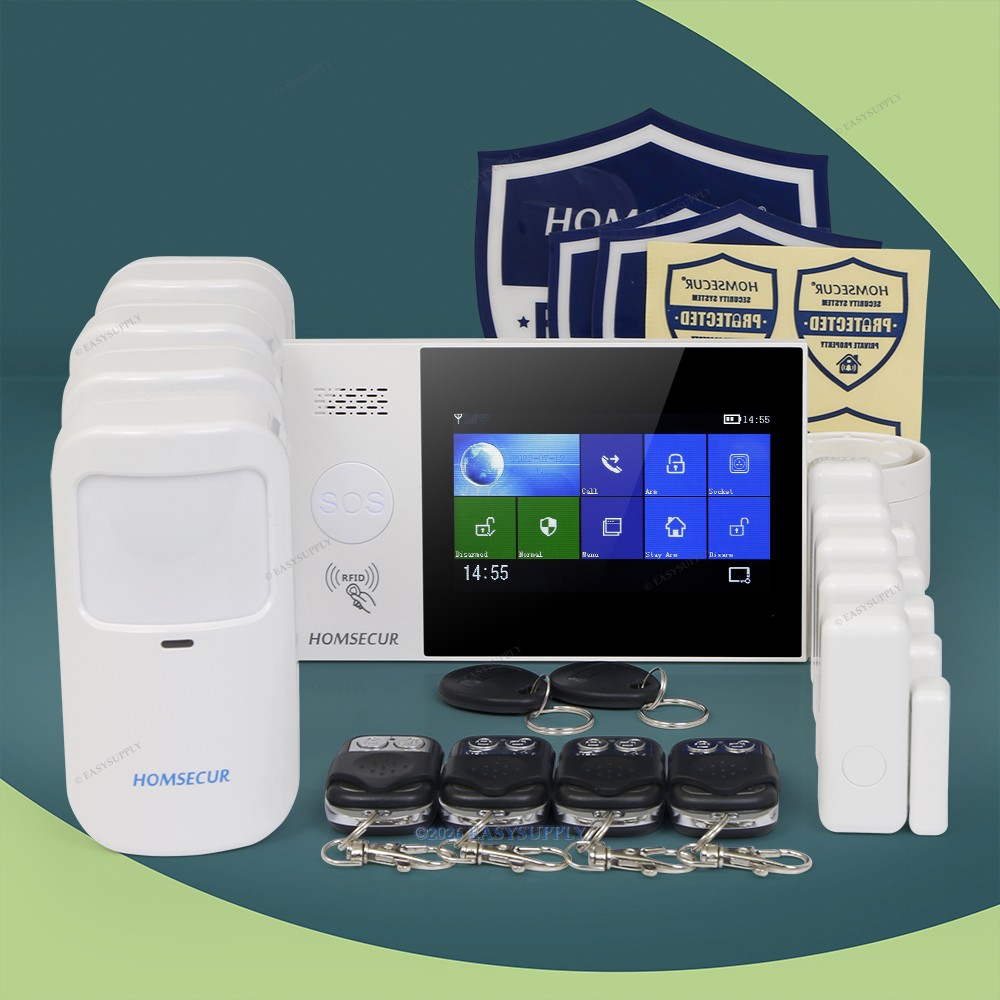HOMSECUR Wireless WIFI 4G GSM LCD Home House Alarm System