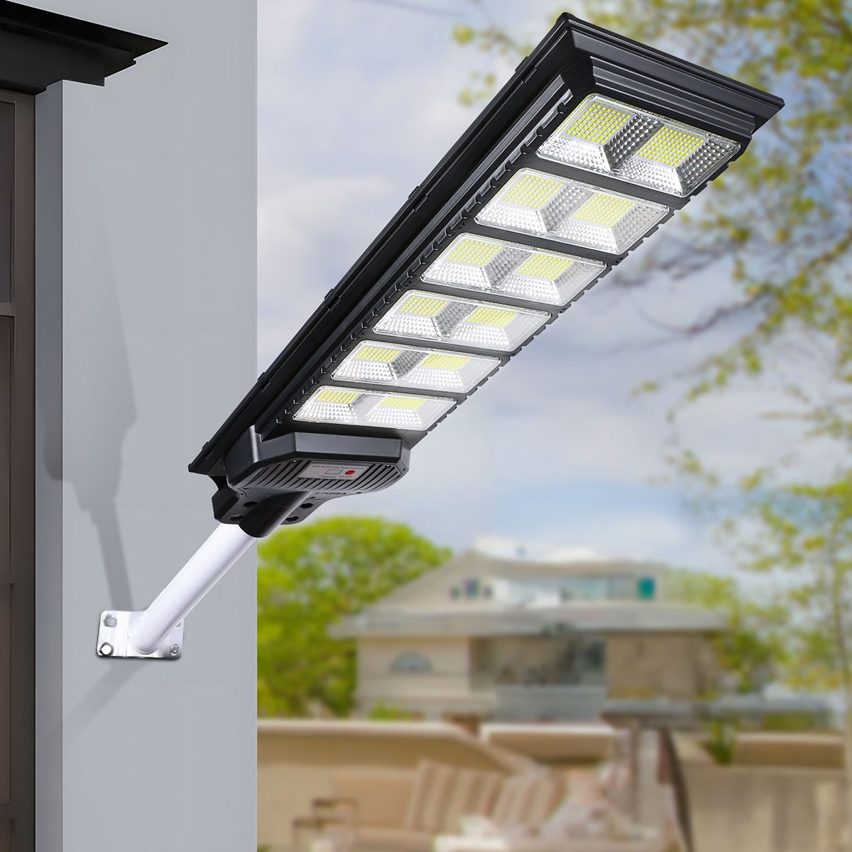 6500W Commercial Solar Street Light Dusk-to-Dawn 1200 LED Super Bright Lamp+Pole