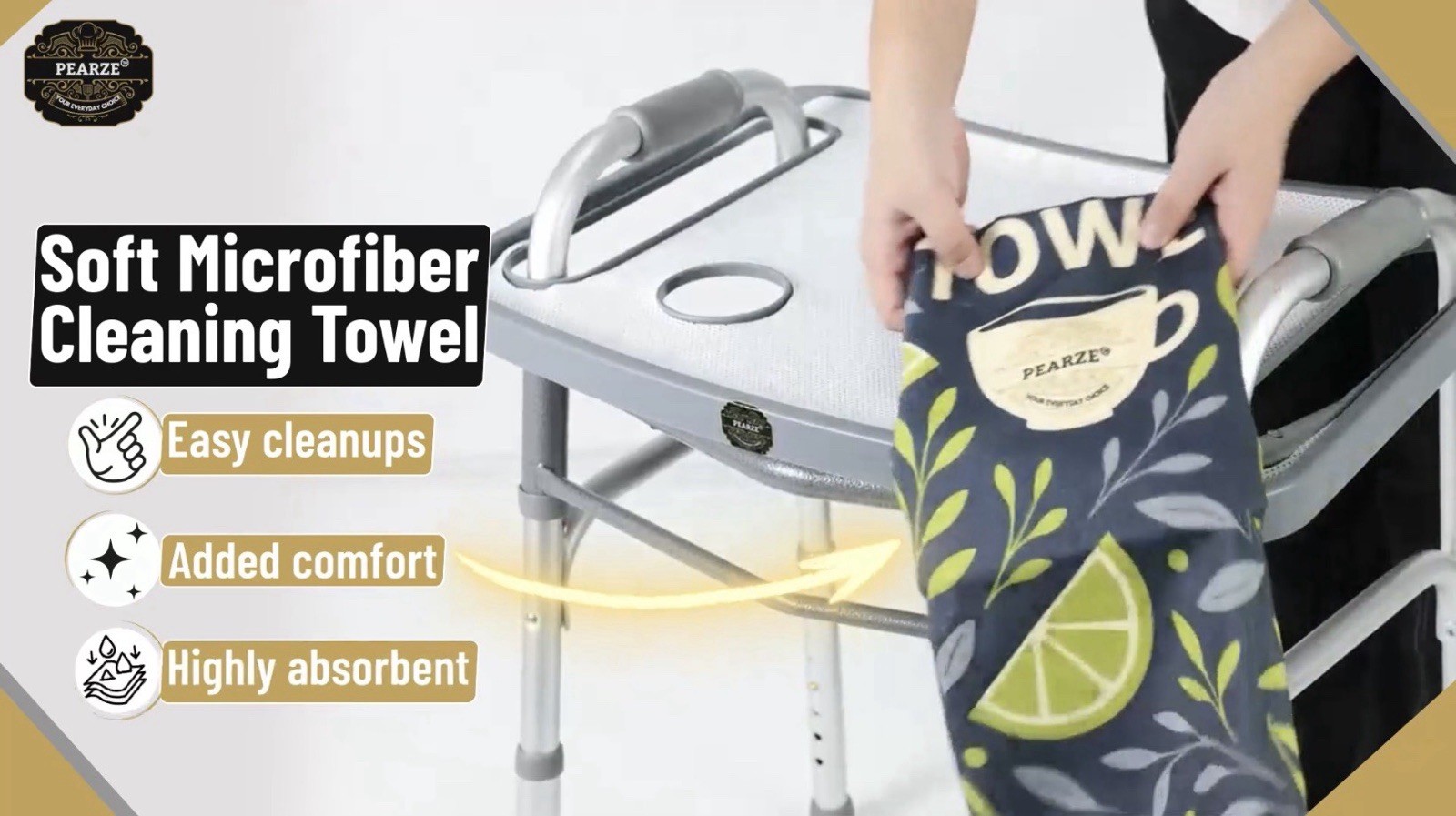 Pearze®️ Walker Tray for Rolling Folding Walker with Cup Holders ~ Nonslip Mat