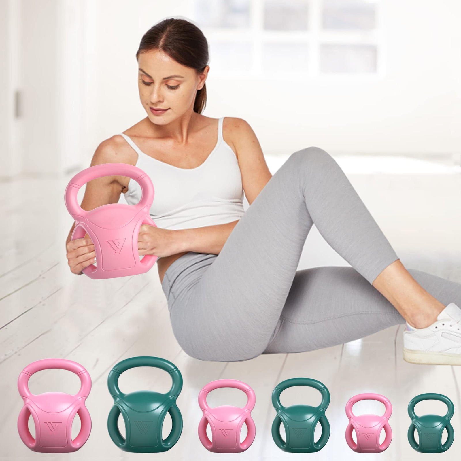 5 lb Kettlebell Weight with Three-handles for Weightlifting, Conditioning and...