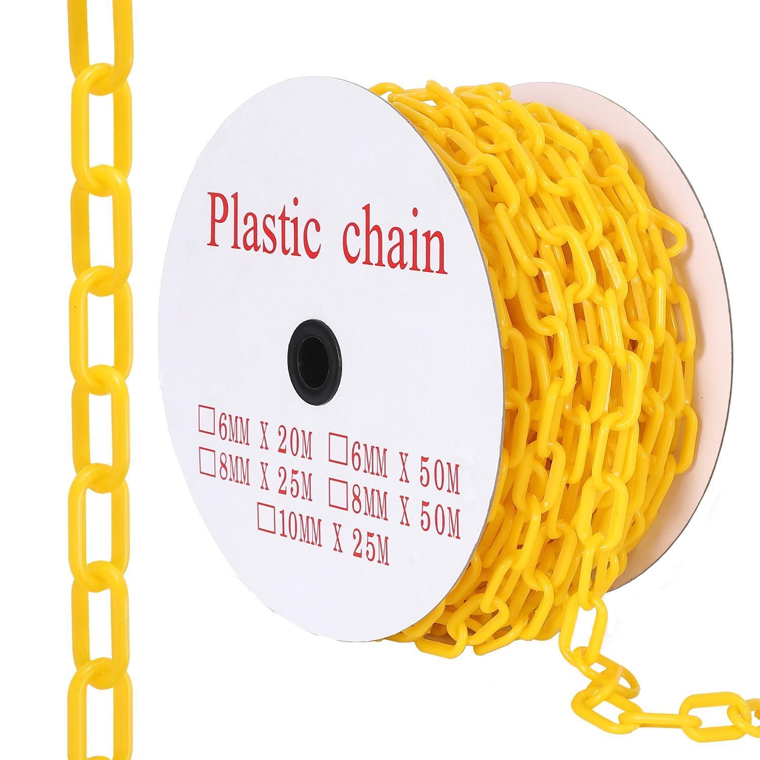 Heavy Duty Plastic Barrier Safety Chain w/ S-Hooks Quick Release Clips