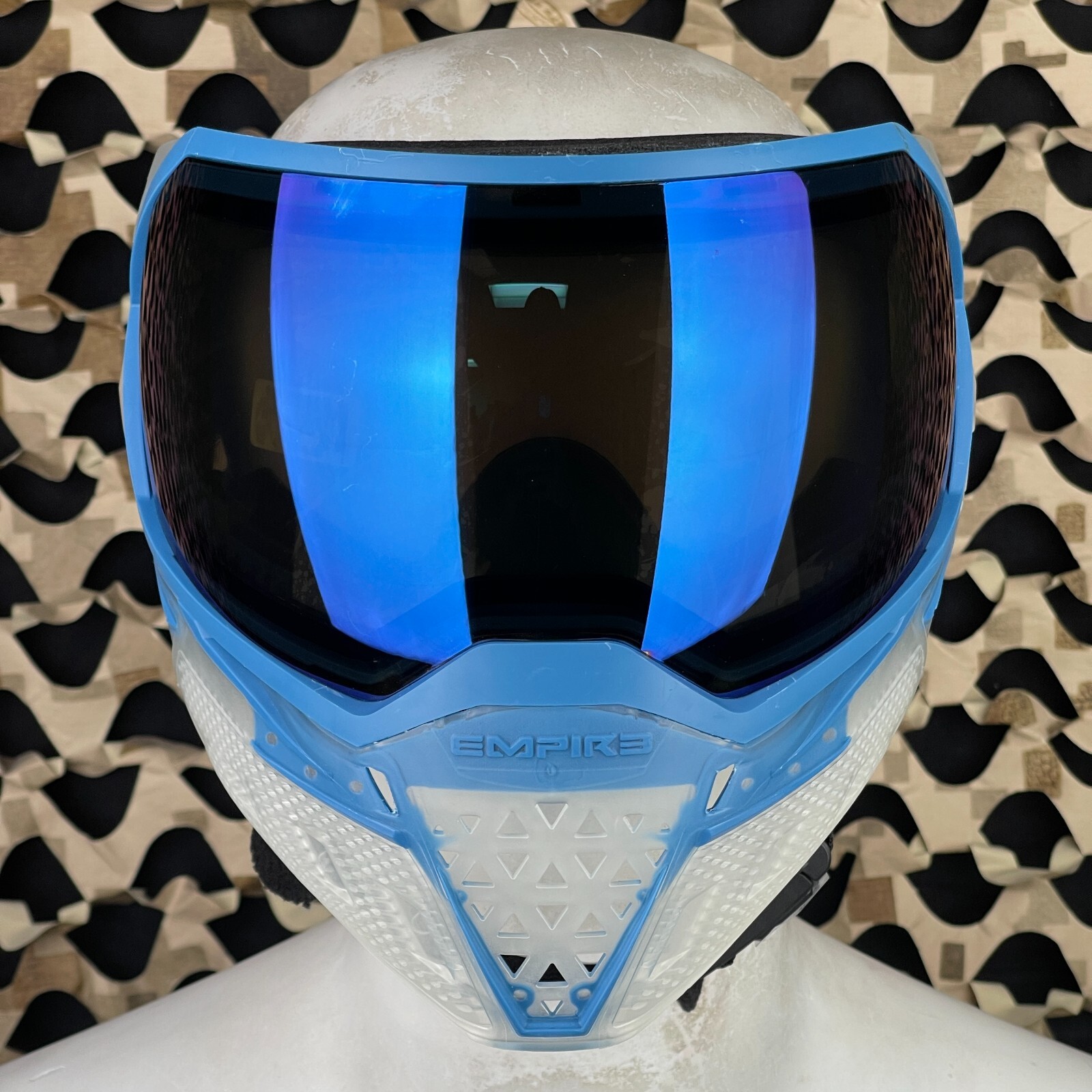 NEW Empire EVS Paintball Mask w/ 1 Lens - Crystal Clear/Blue - Blue Mirror