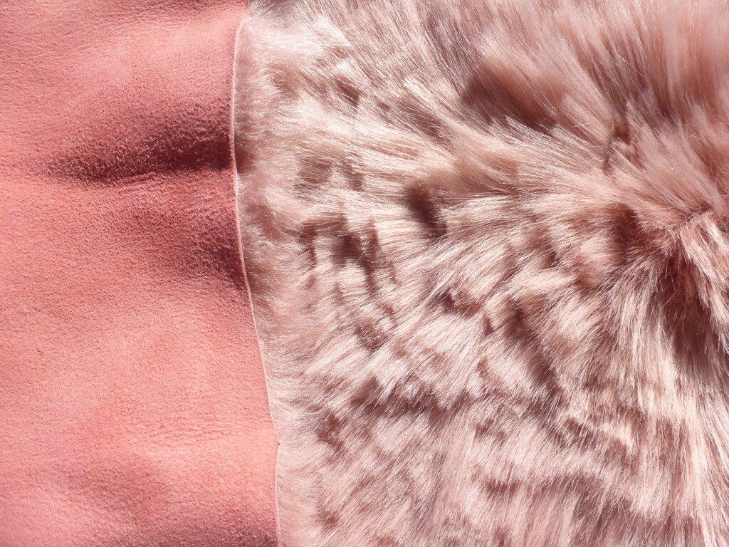 sheepskin leather Toscana hide Dark Pink Feathered Shag Haircut long silky hair