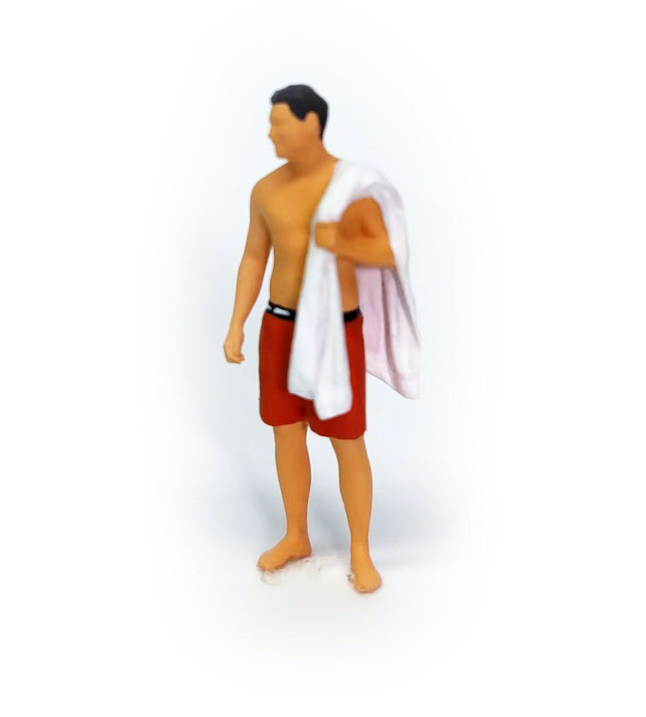 1:64 Painted Figure Mini Model Miniature Resin Diorama Beach Towel Man Surfing