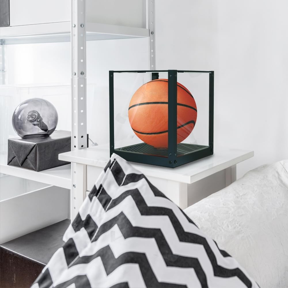J JACKCUBE DESIGN Acrylic Basketball Display Case, Clear Clear, Black