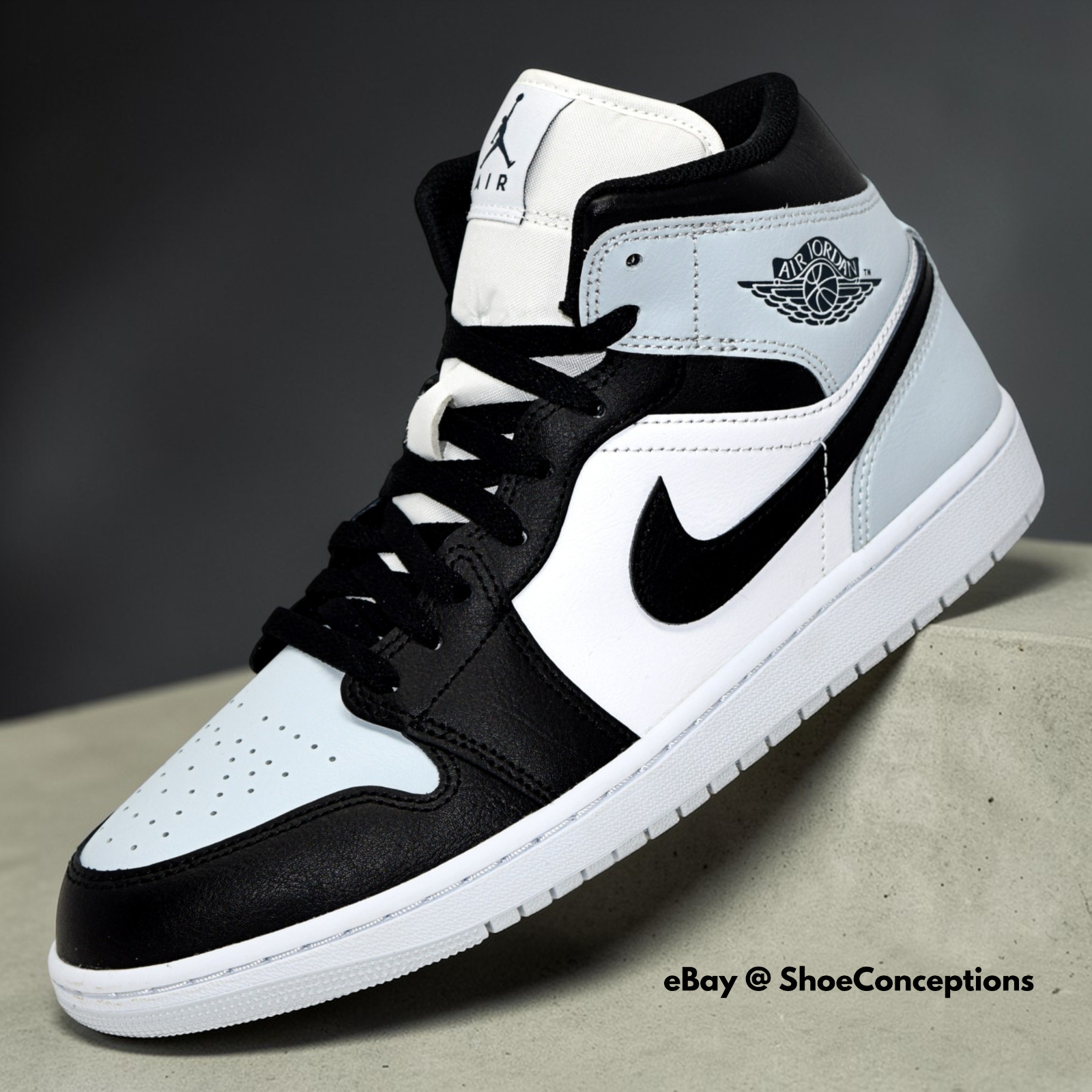 Nike Air Jordan 1 Mid Shoes Black Squadron Blue White DQ8426-002 Men's Sizes NEW