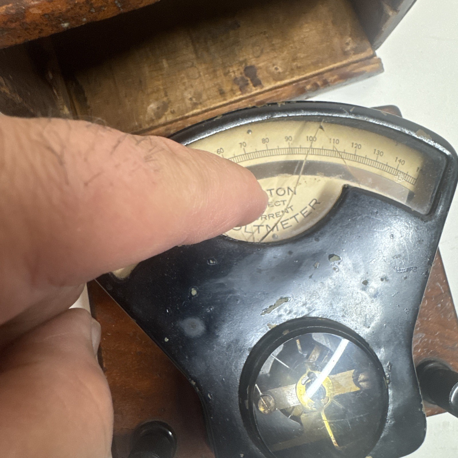 Vintage 1890s Weston Model 1 DC Voltmeter - Original Wood Case