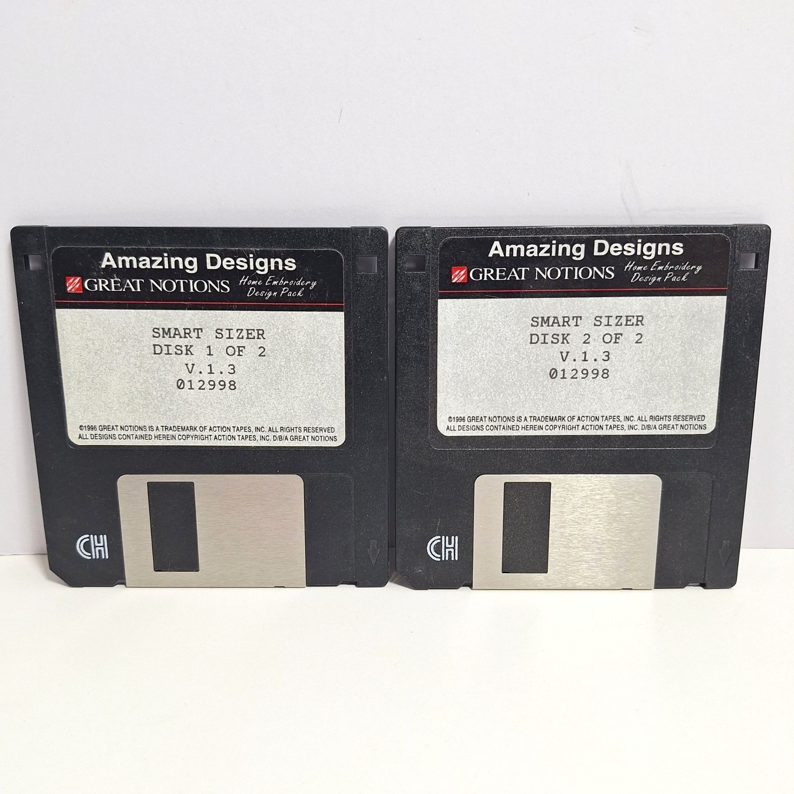 Amazing Designs Smart Sizer V1.3 Floppy Disks 1 & 2 1998 UNTESTED FOR PARTS ONLY