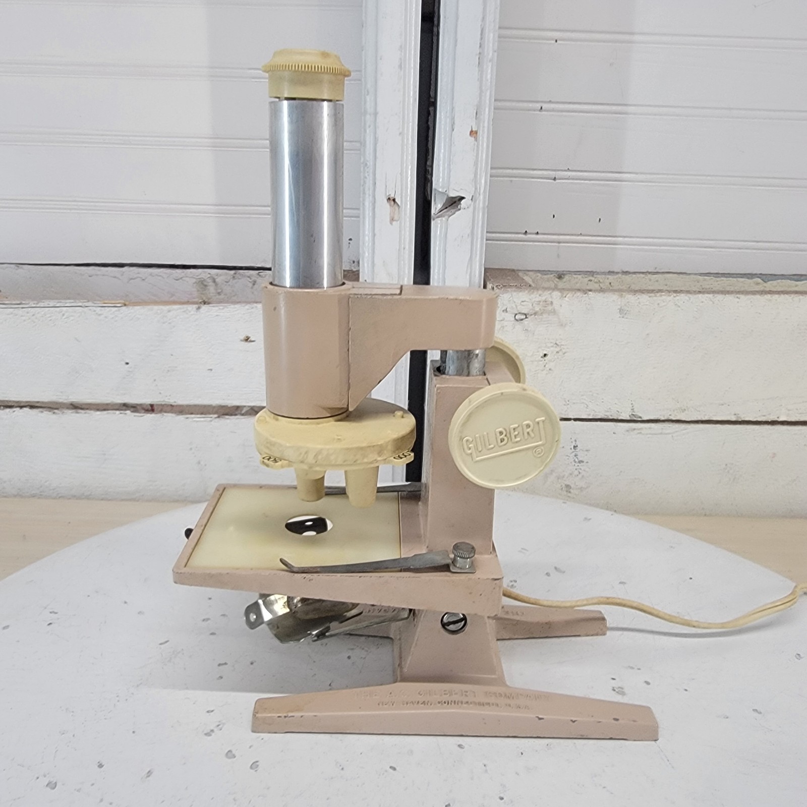 Vintage A.C. Gilbert Illuminated Microscope Working Light Educational USA