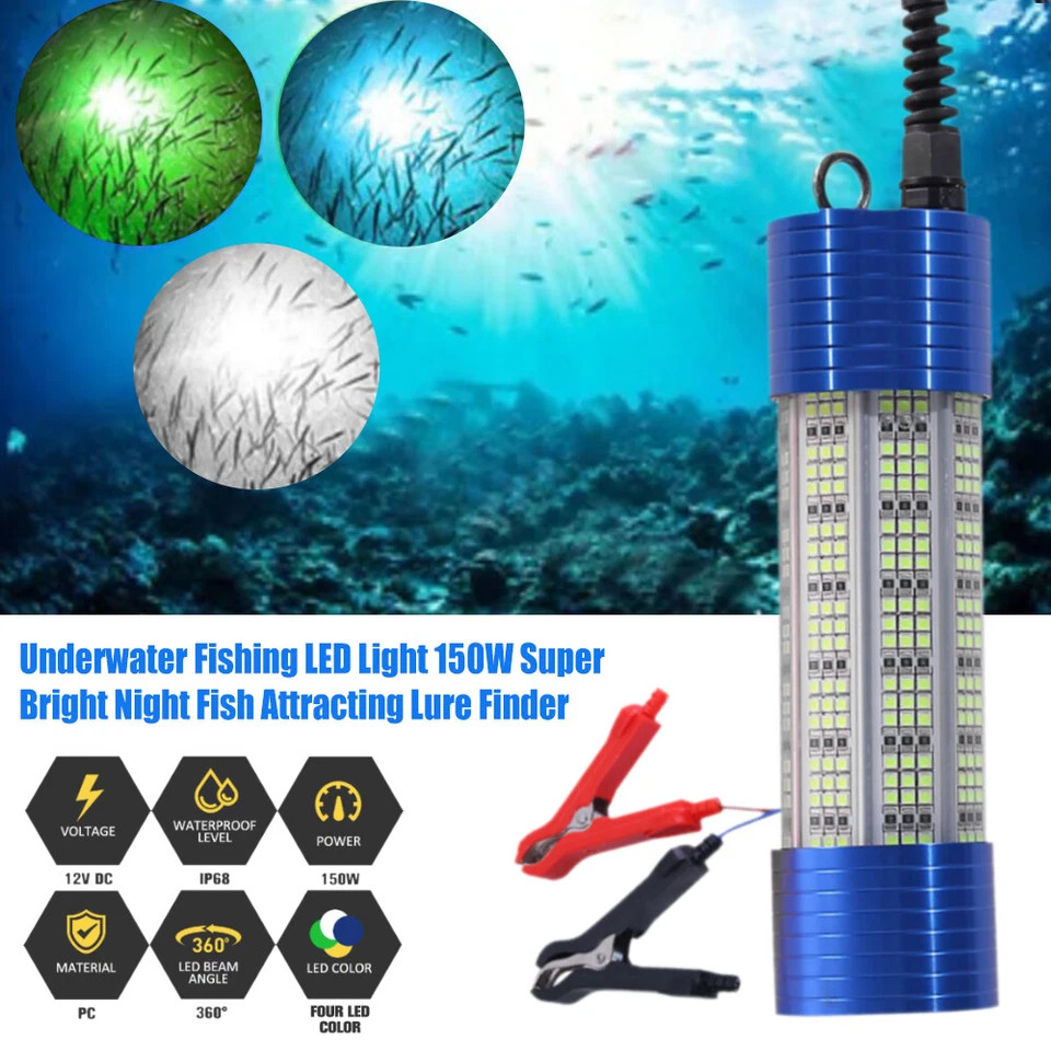 LED 150W Underwater Fishing Lamp Sea Fishing Squid Night Fish Finder Lights