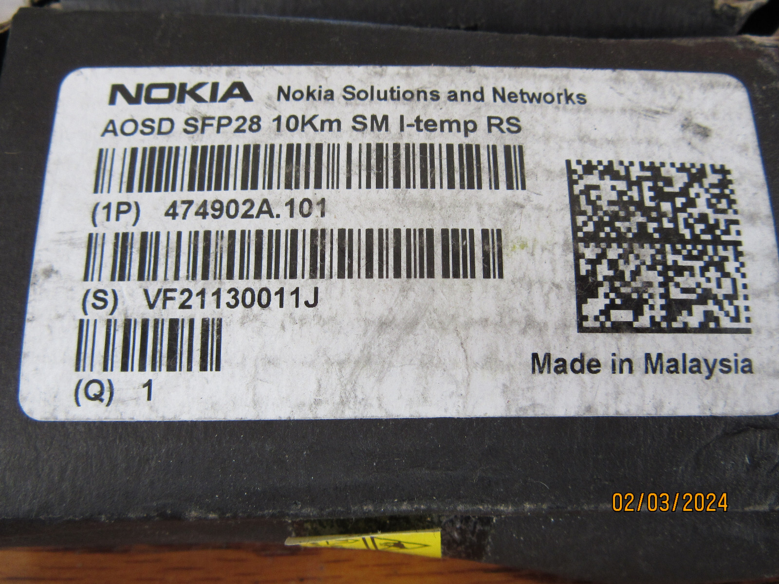 Nokia 474902A.101 Transceiver AOSDSFP2810KmSMI-TempRS New Free Shipping