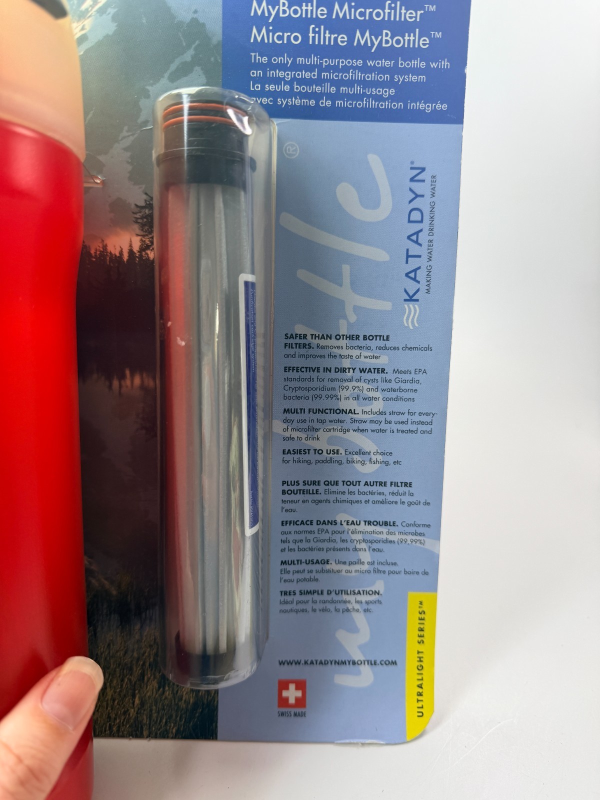 KATADYN MyBottle Purifier personal water filtration bottle Red New Swiss Made