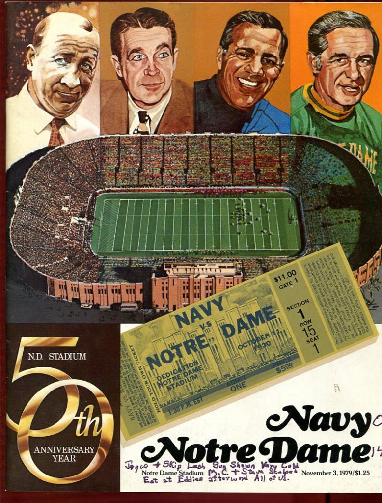 College Football Program Notre Dame 1979 Navy