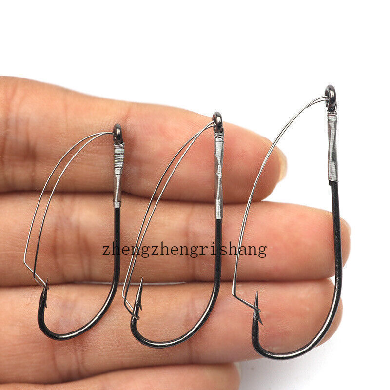 20pcs Weedless Fishing Hooks Wacky Rig Drop Shot Rig Weed Gurad Worm Hook Bass