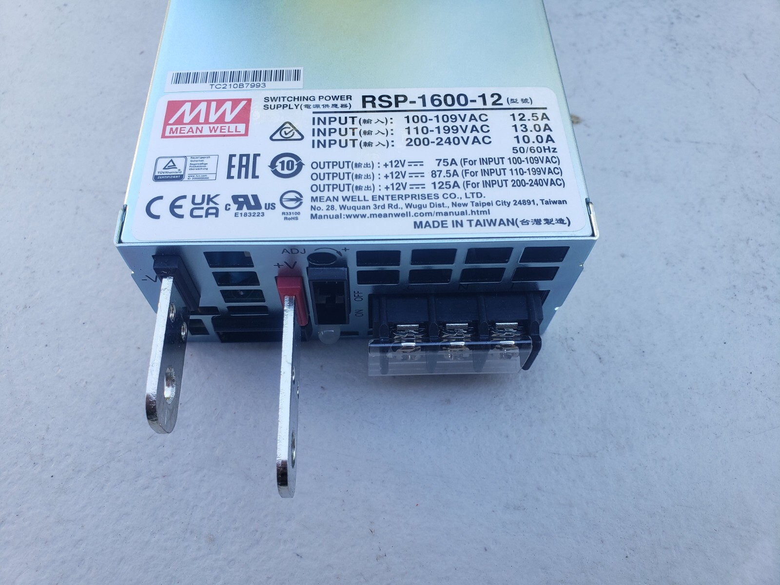 MEAN WELL Switching Power Supply RSP-1600-12 12v, 75-125A , g212