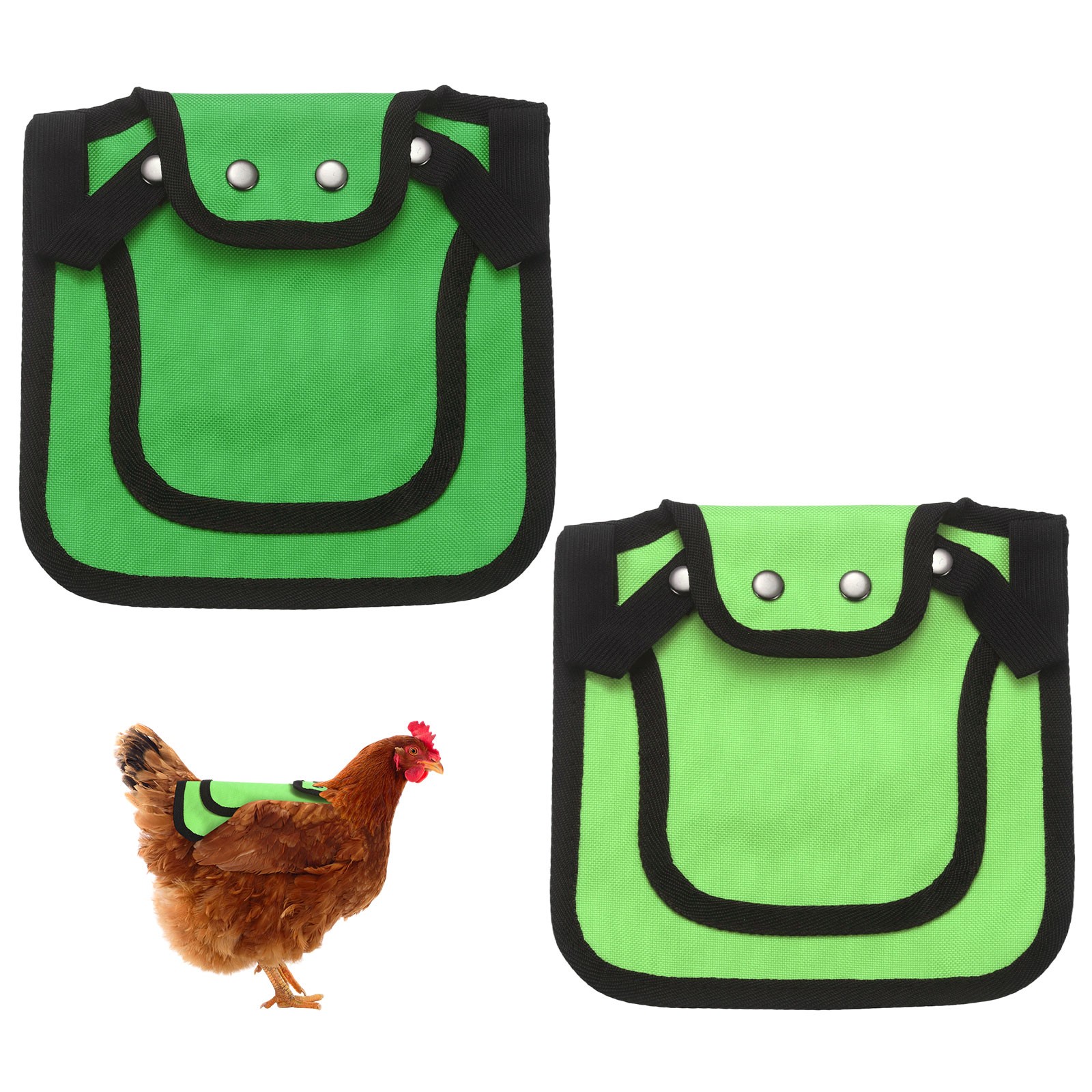 2-Pack Chicken Saddle with Adjustable Strap for Hens [Neon Green/Grass Green]