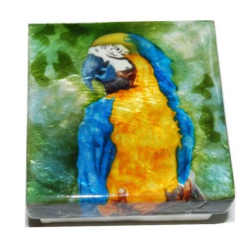 1232 *      PARROT~  CAPIZ SHELL TRINKET BOX