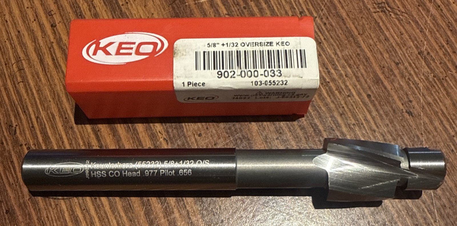 KEO® 902 Cobalt 5/8 +1/32 Oversize Counterbore Ø.977 x Ø.656 5/8 Shank 3 Flutes