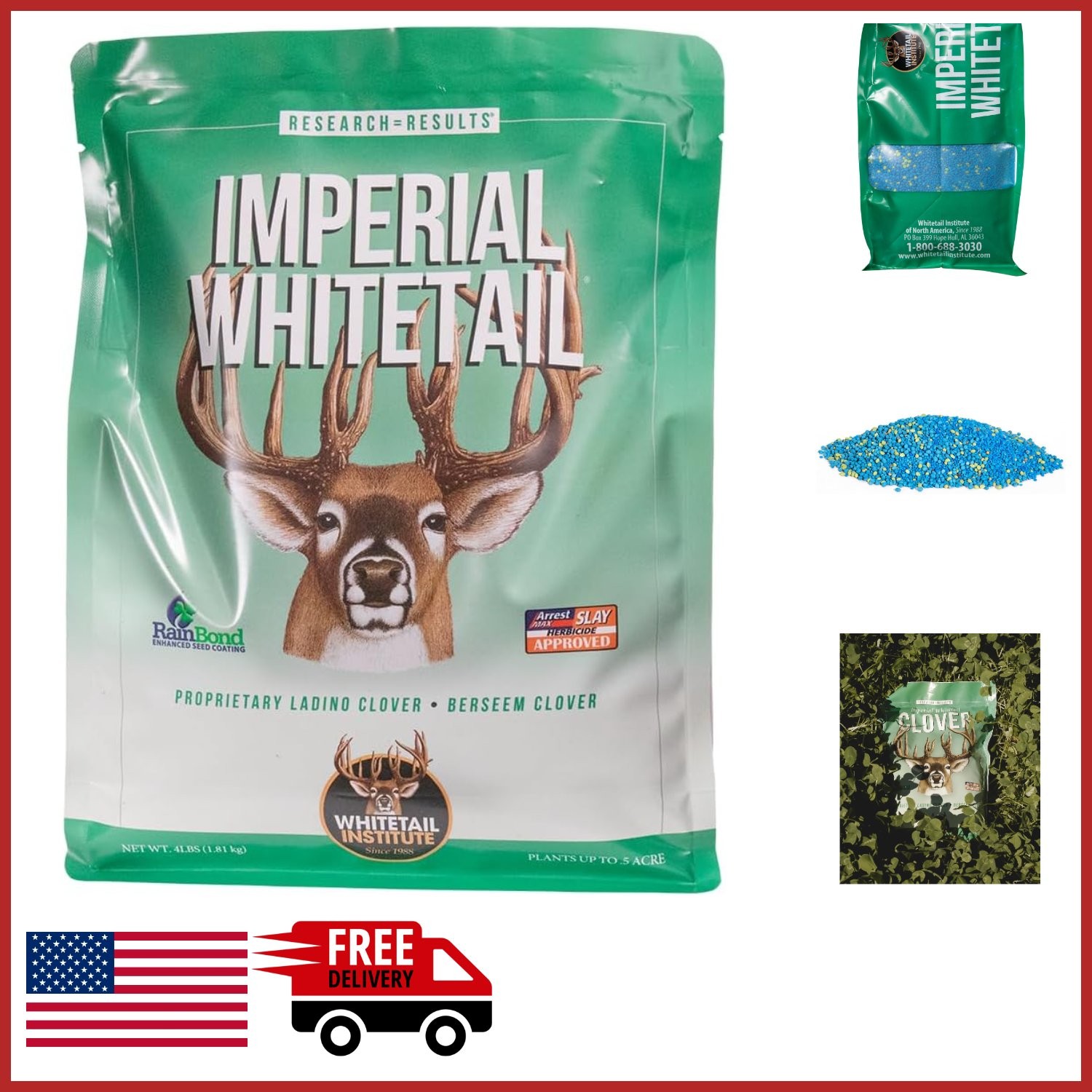 Imperial Clover Seed 4-Pound for Food Plots Cold Tolerant and Resistant
