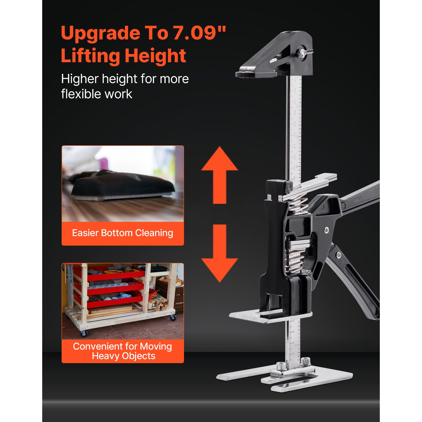 Labor Saving Arm Jack 2 PCS 330lbs Bearing Capacity Lifting up to 7.1" Black