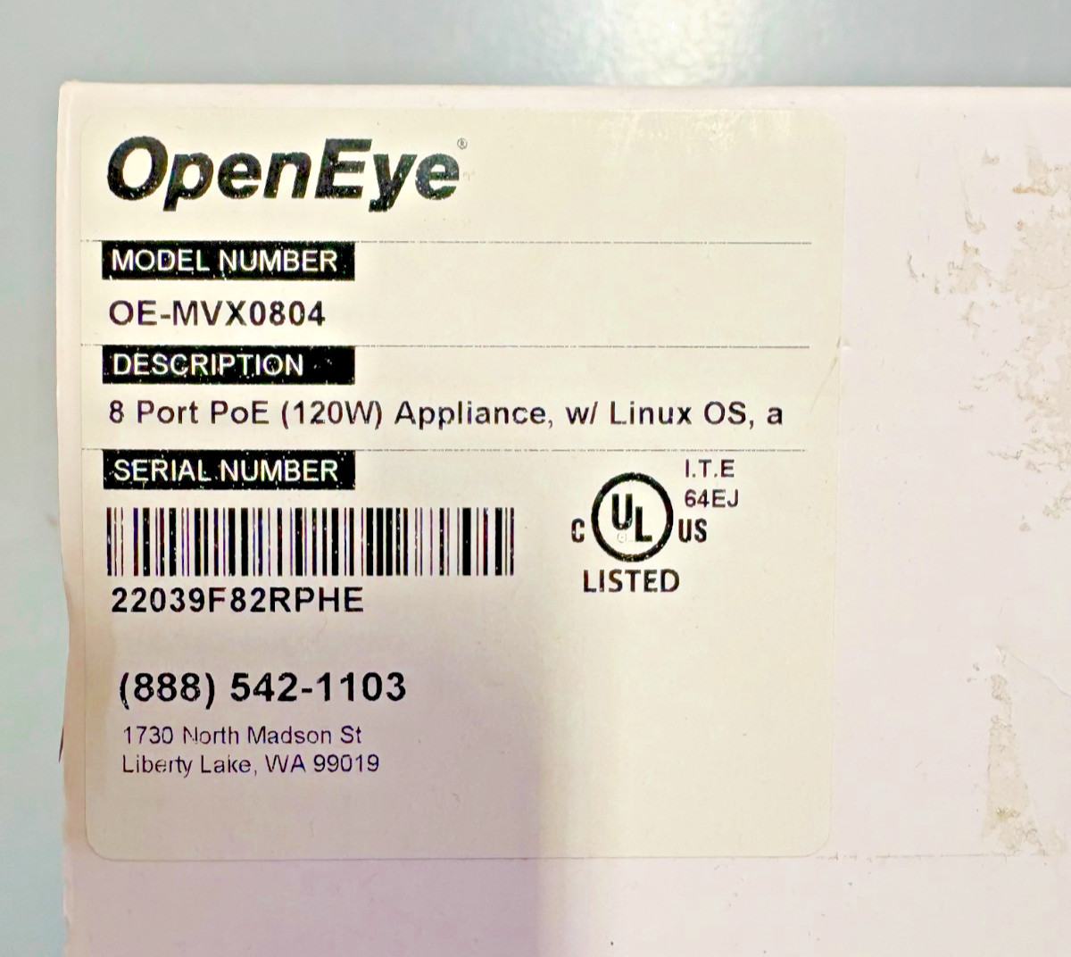 OPEN EYE - MV NVR 8PORT POE LINUX 4TB - OE-MVX0804