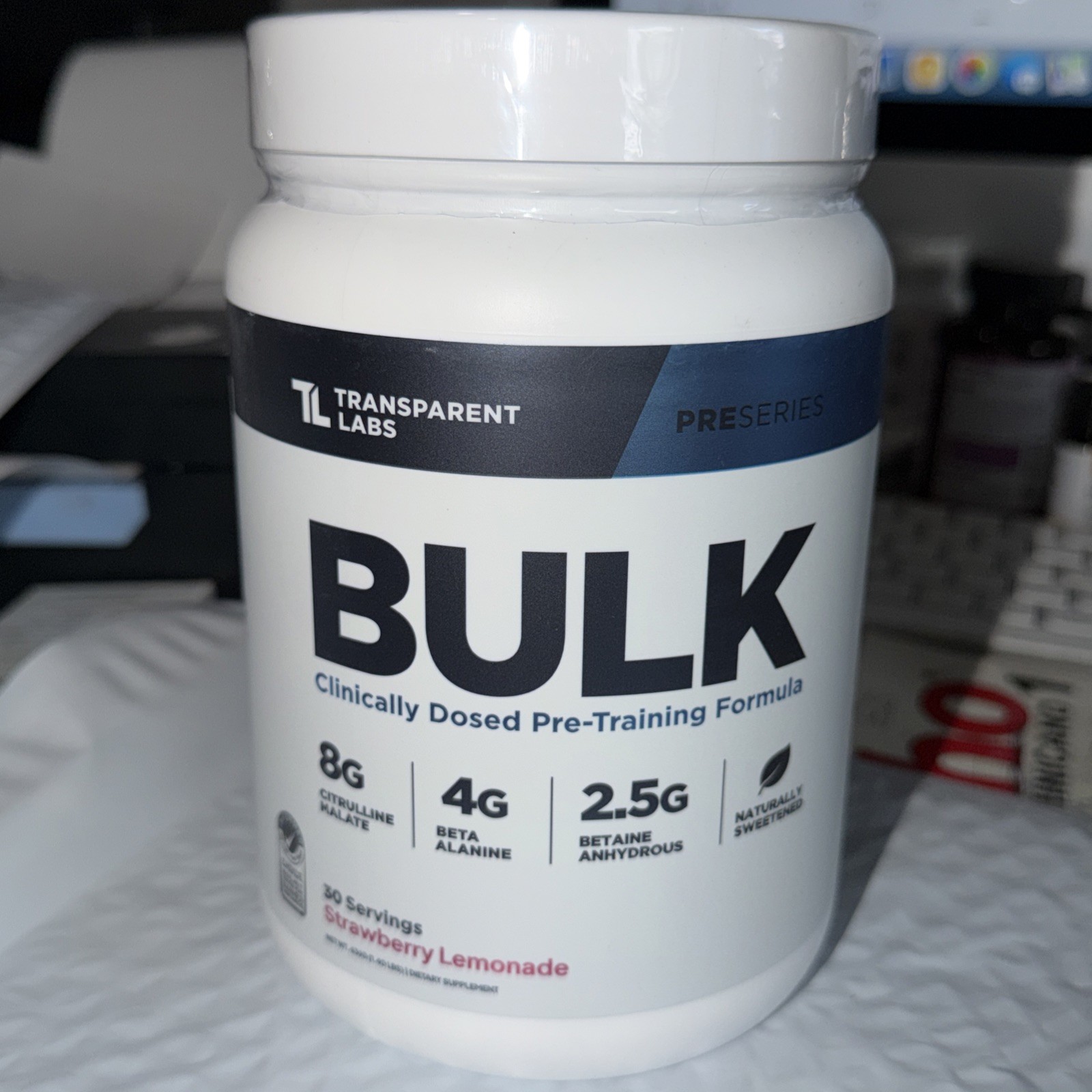 Transparent Labs BULK Pre-Workout Suppl 30 Svgs Strawberry LimonadaFree Shipping