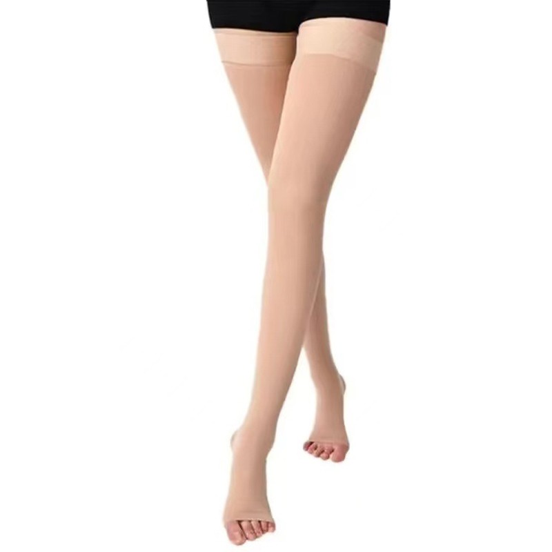 1Pair Thigh High 20-30 mmHg Compression Stocking Toes Toeless Compression Socks