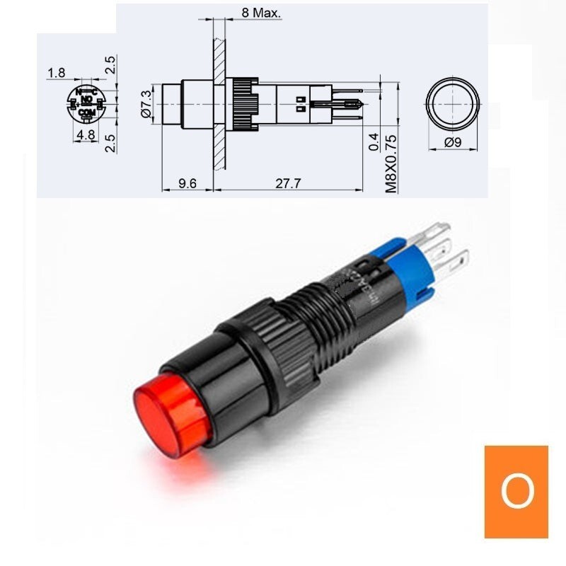 8mm SPDT Illuminated ON/OFF Round Plastic Push Button Switch (LAS4Y-11Z)
