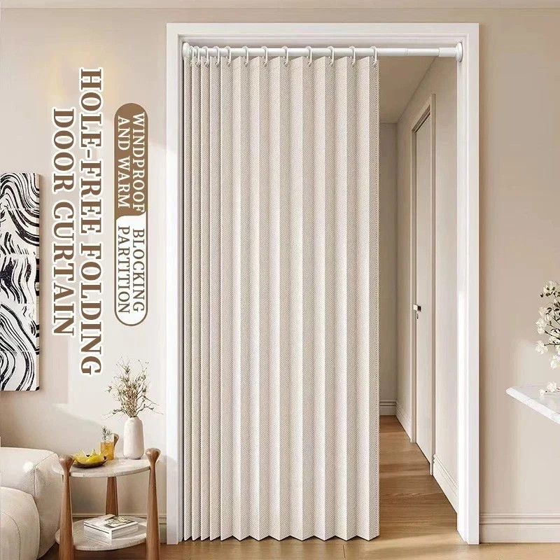 Accordion Style Magnetic Folding Door Curtains for Doorways/Closet Room Divider