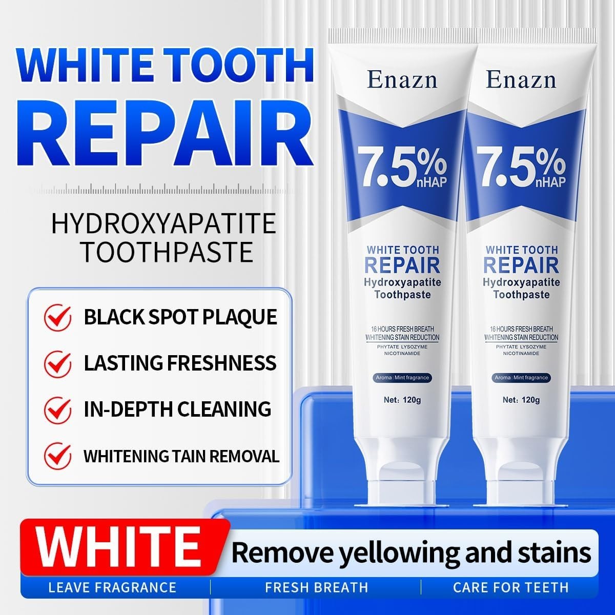 Nano Hydroxyapatite Fluoride-Free Toothpaste 4.23 Oz 2 Pack Enamel Protection...