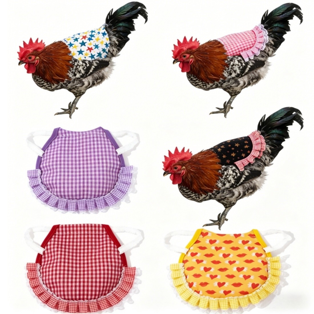 6Pcs Chicken Saddle for Hens Hen Chicken Wing Back Protector with Elastic Strap