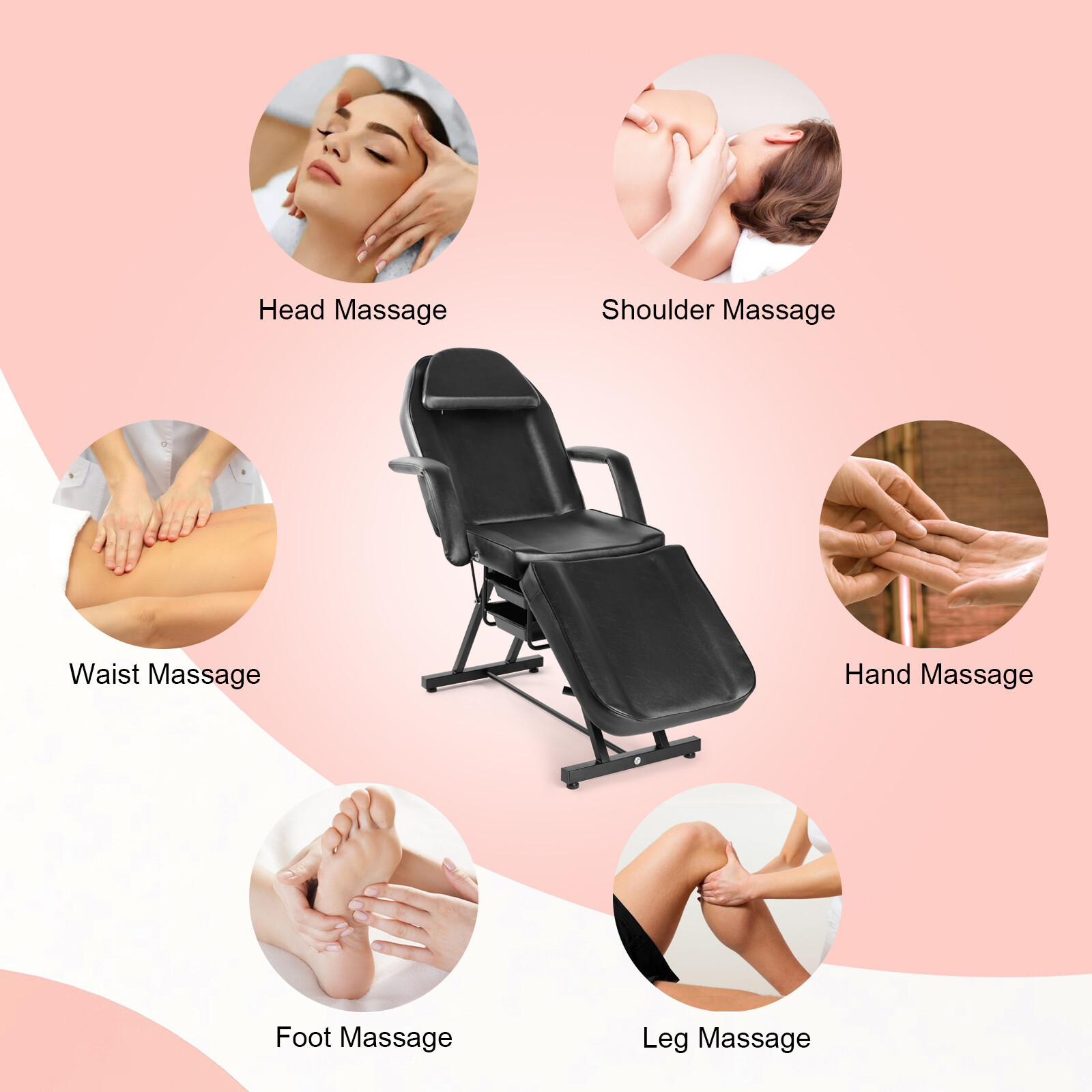Multifunction Black Facial Bed Tattoo Salon Massage Table Beauty Spa Storage Box
