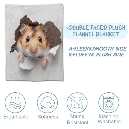 Cute Hamster Blanket,Gifts for Pet Lovers,Lightweight Flannel 50"x60" Hamster02