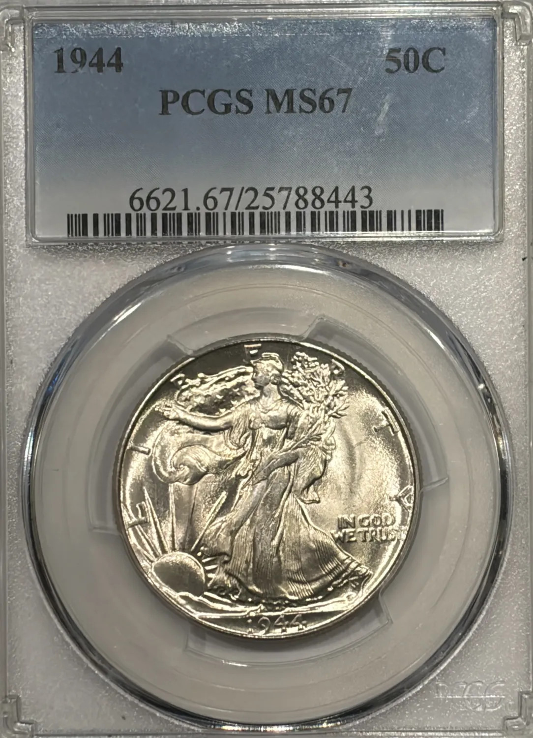 1944 WALKING LIBERTY HALF DOLLAR PCGS MS67