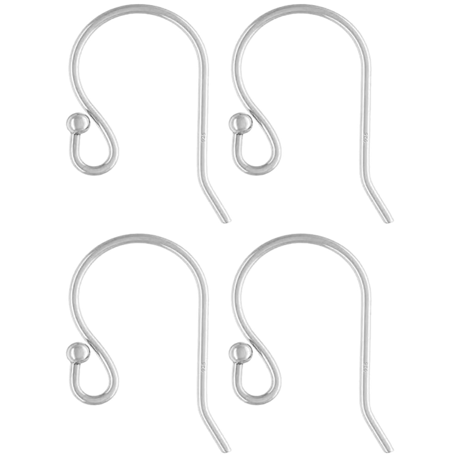 50pcs Sterling Silver Earring Hooks 20mm DIY Jewelry Making