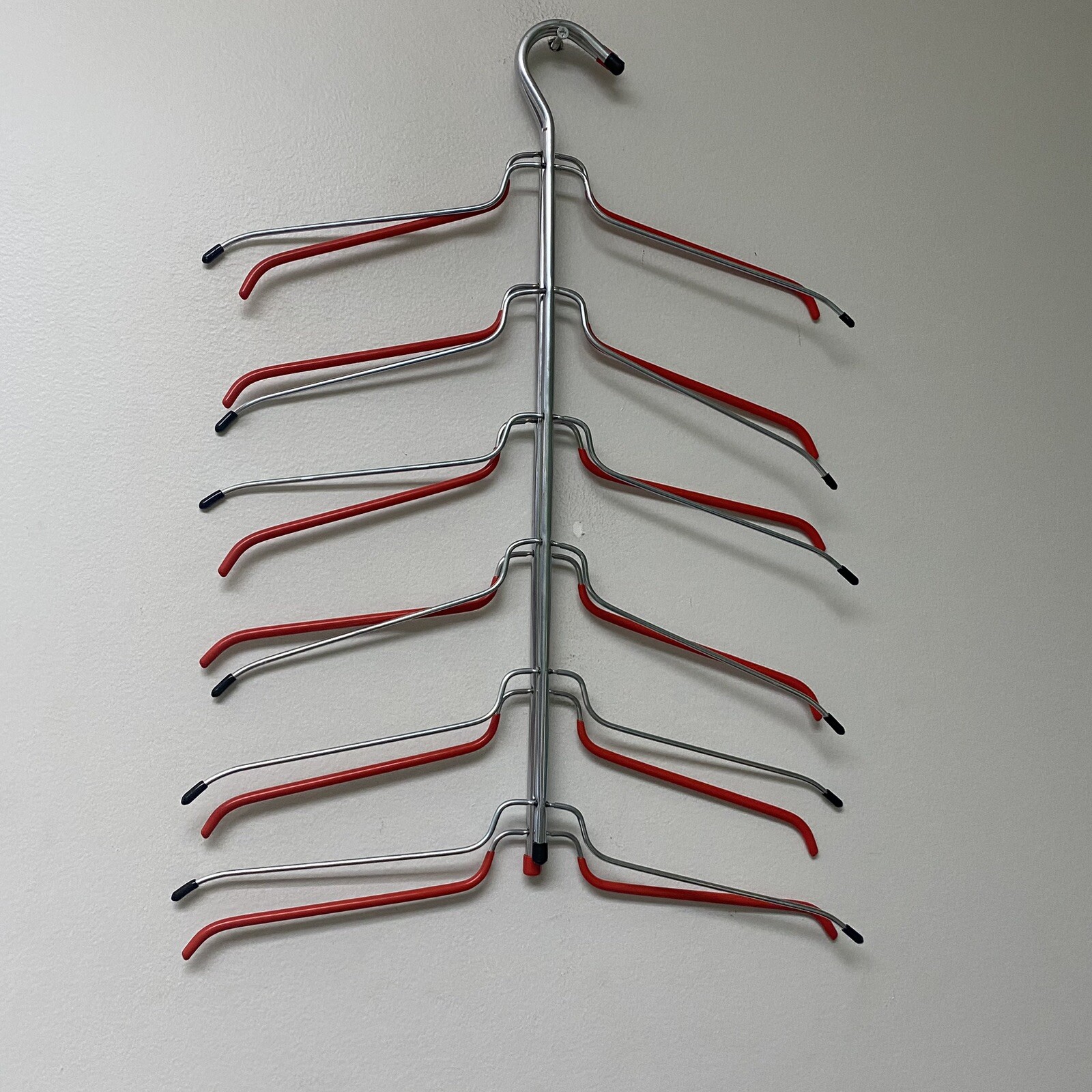 2 Six Tier Shirt/ Clothing Tree Hangers One Chrome One Red Pre-Owned