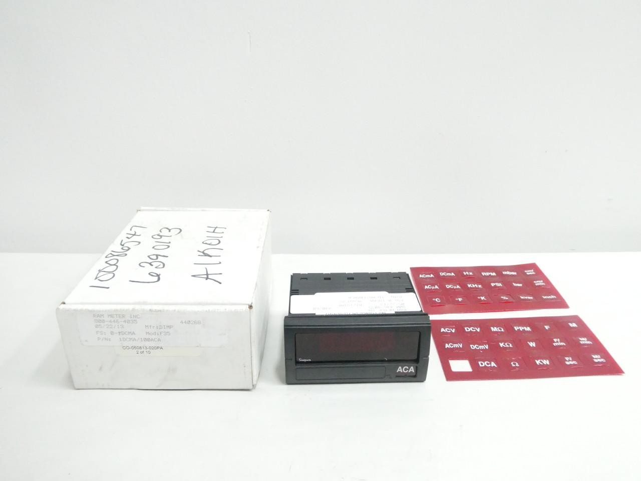 Simpson F35 1DCMA/100ACA Digital Panel Meter 0-1dcma