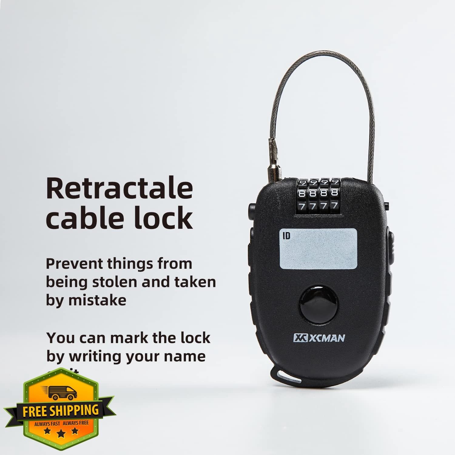 XCMAN 30" Retractable 4-Digit Snowboard Ski Cable Lock