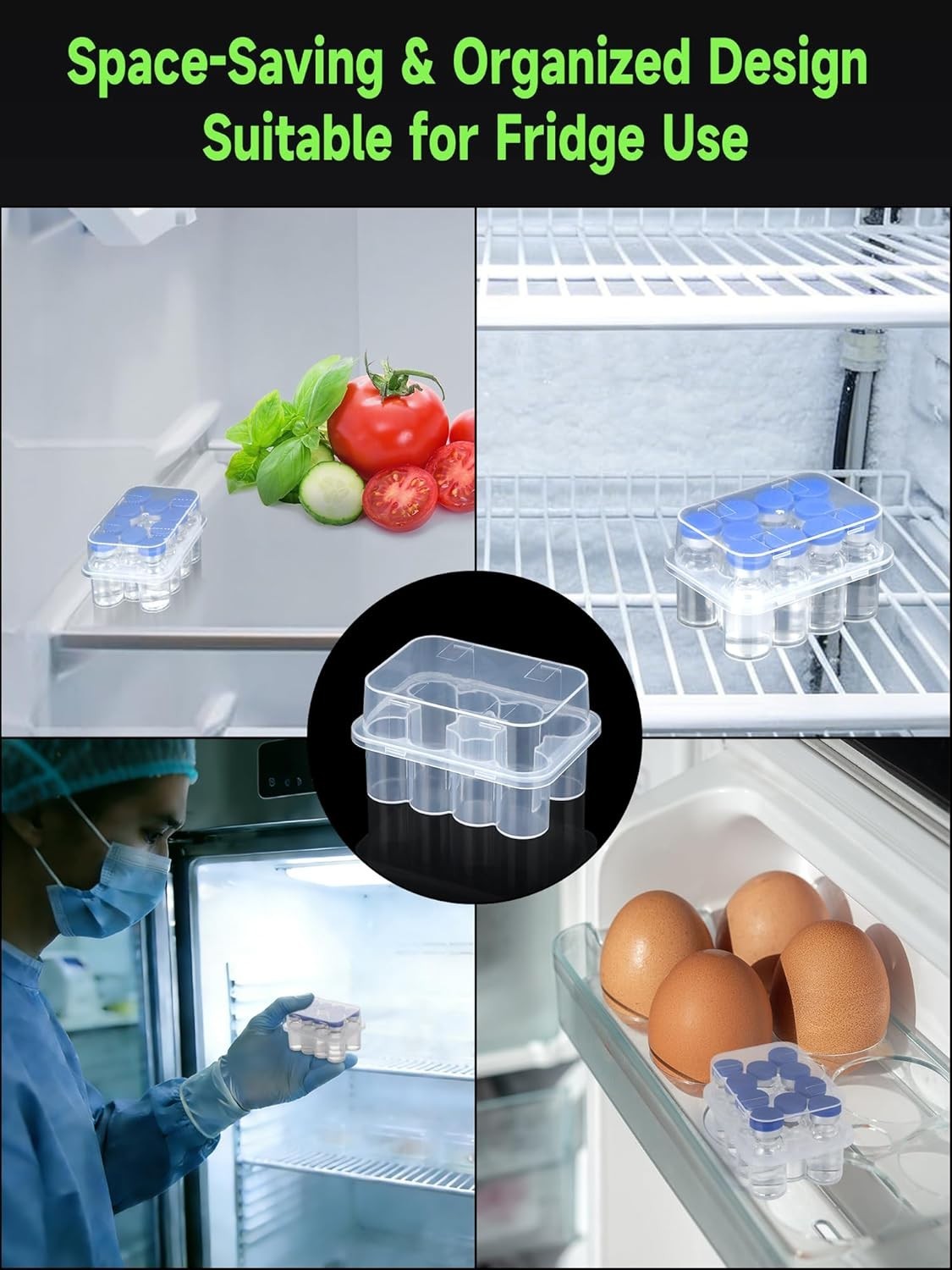 10-Slot 3ml Insulin Vial Storage Case - Secure & Transparent Organizing Solution