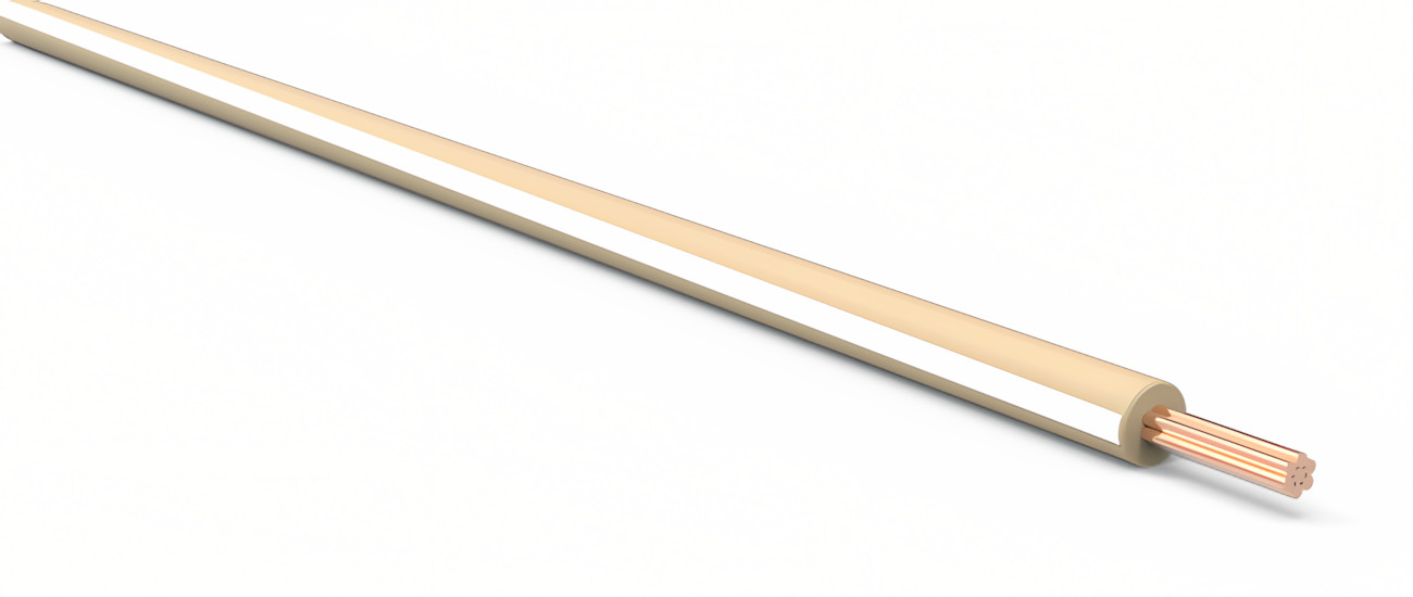 TXL Automotive Wire 22 AWG TAN w/ WHITE Stripe Bulk 50 ft Primary Copper