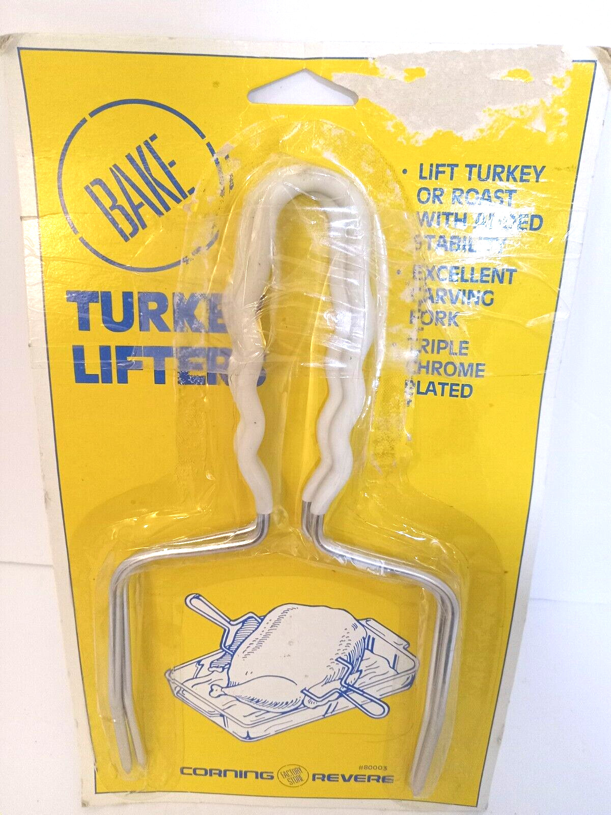 Corning Revere Roasting Turkey Poultry And Meat Lifters Set of 2 Metal NEW/Open