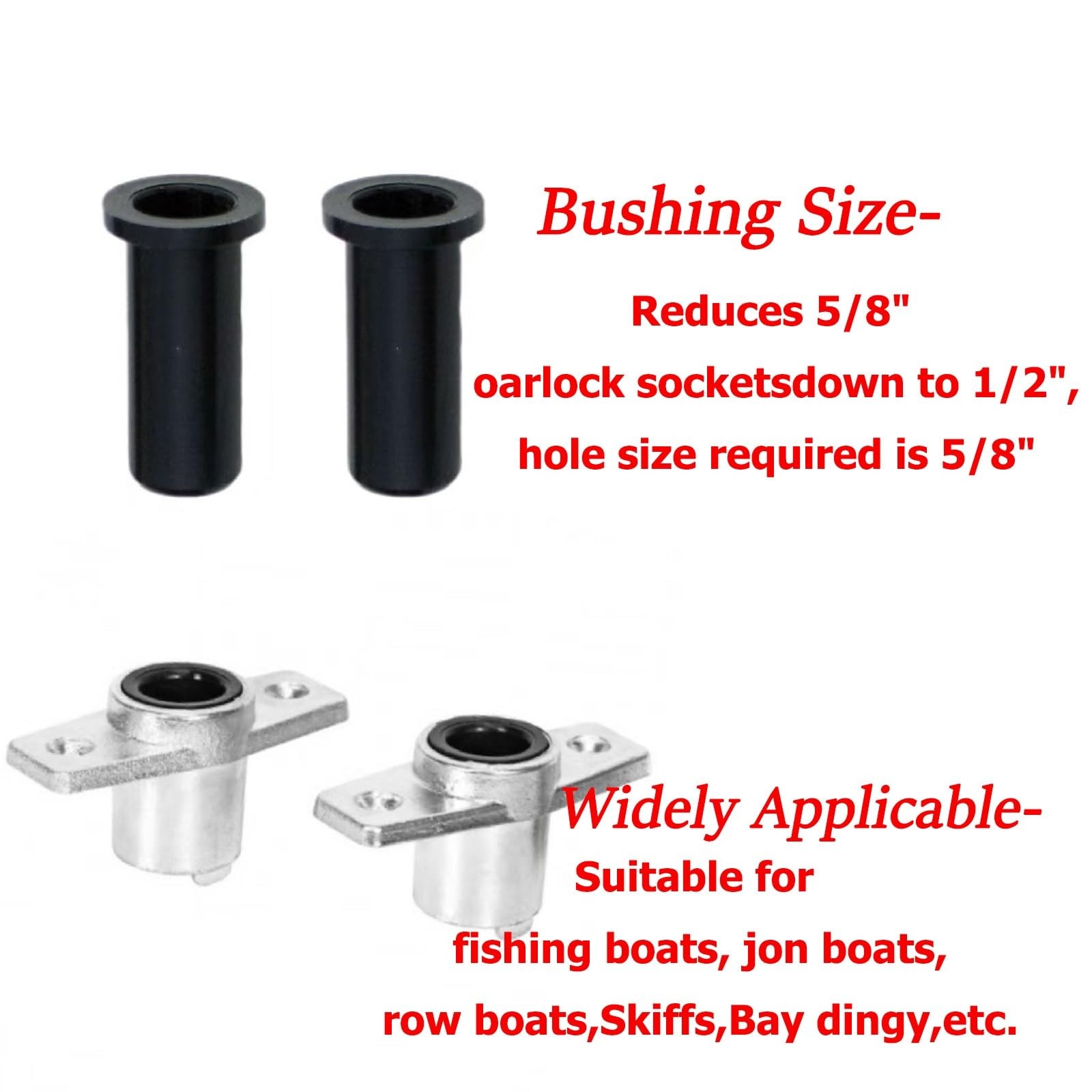 CAMGJORT Oar Lock Bushing Insert 1/2 Inch for Boat Socket Black
