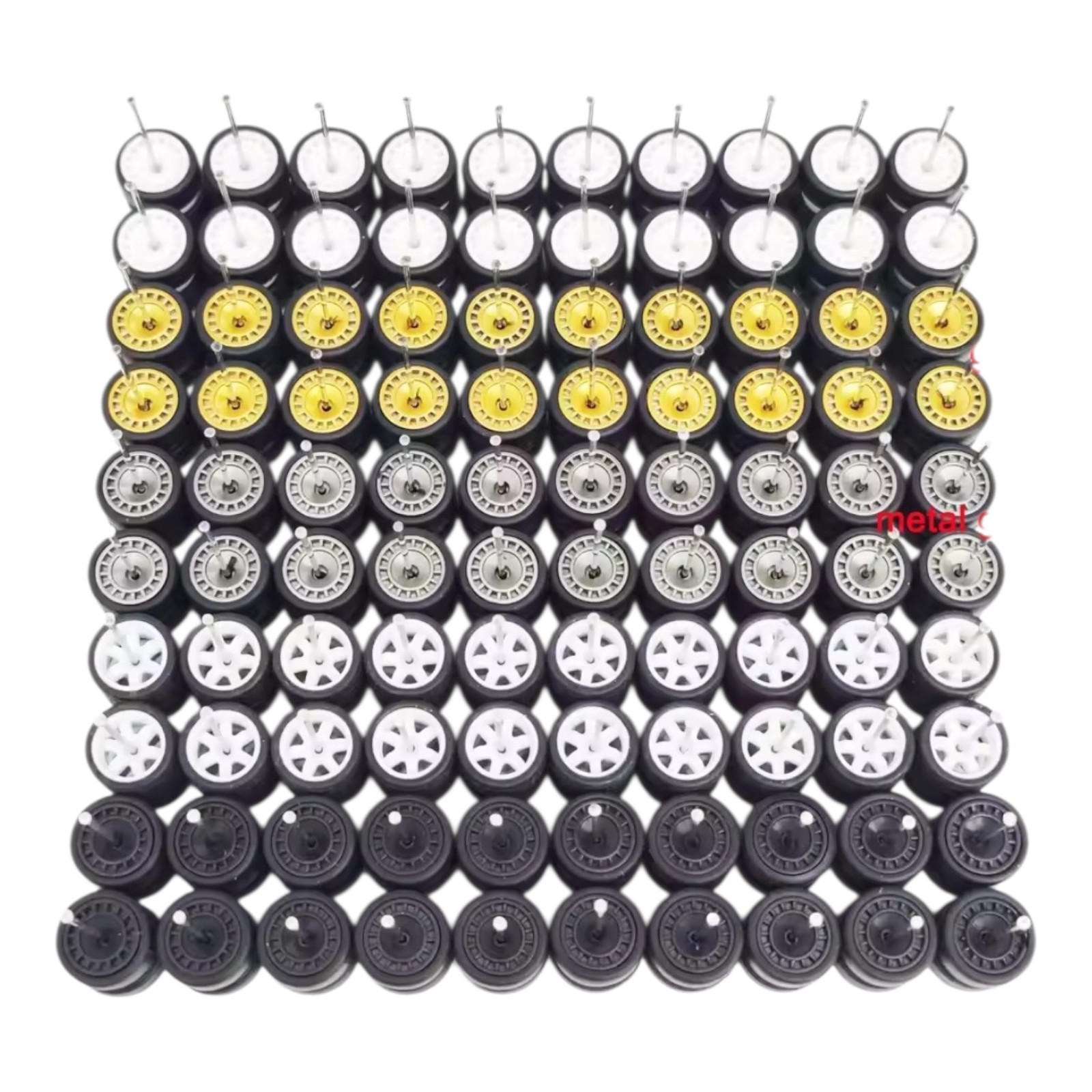 50 Sets AeroDisc/TE37 6 Spoke Rim Mix & 11mm Rubber Tires For Hot Wheels Swap