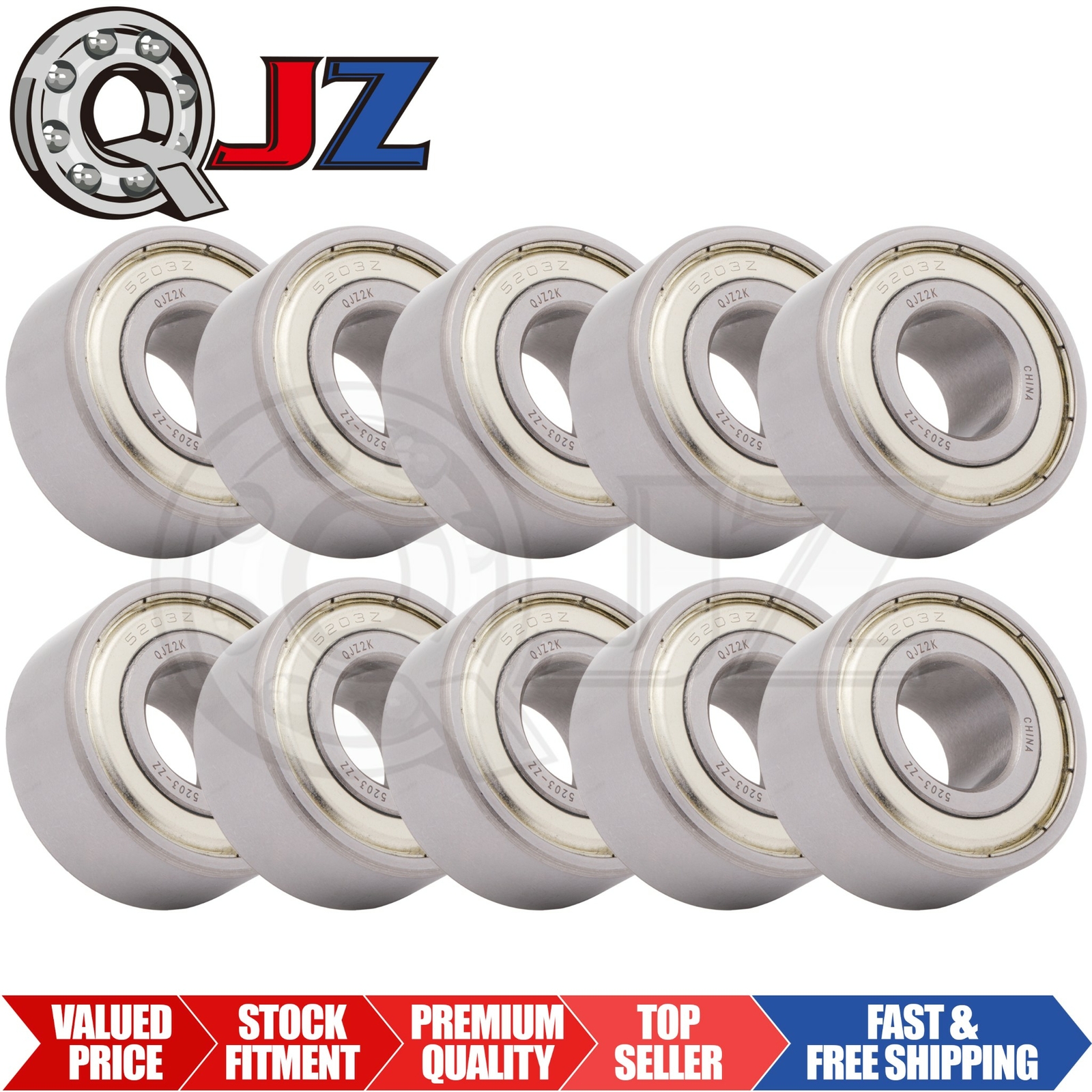 [Qty.10] 5203-ZZ Angular Contact Ball Bearing [17mm Bore x 40mm OD x 17.5mm W]