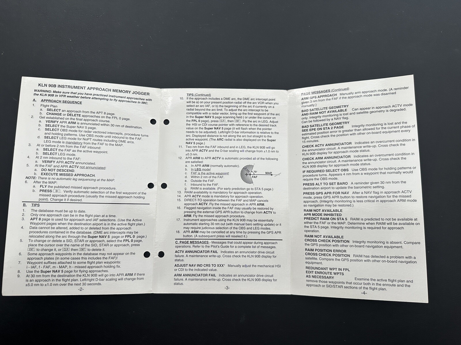 King KLN 90B Memory Jogger Laminated 6 Page Summary