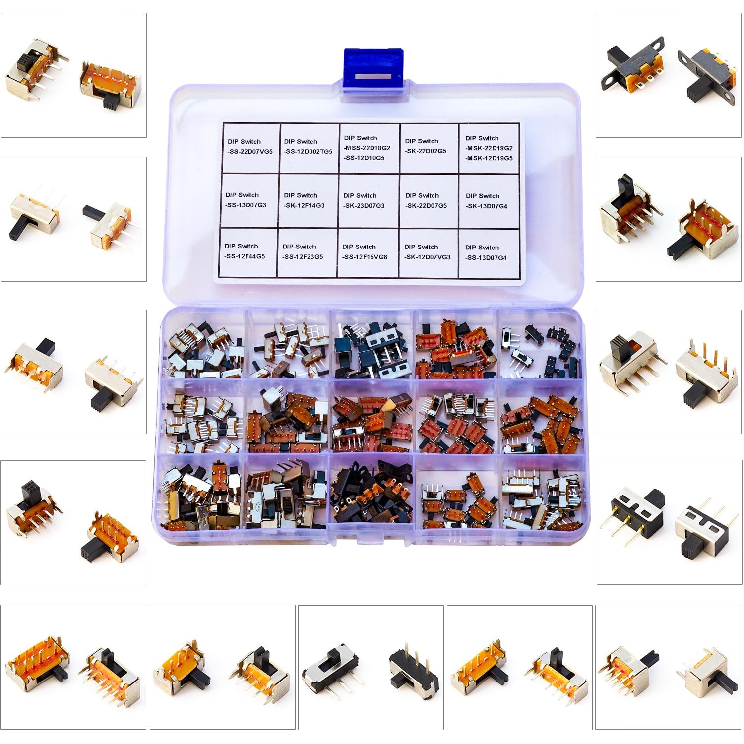 Slide Switch Assorted Kit, Mini Micro PCB Panel Slide Switch 2Pin 3Pin 4Pin ON/O