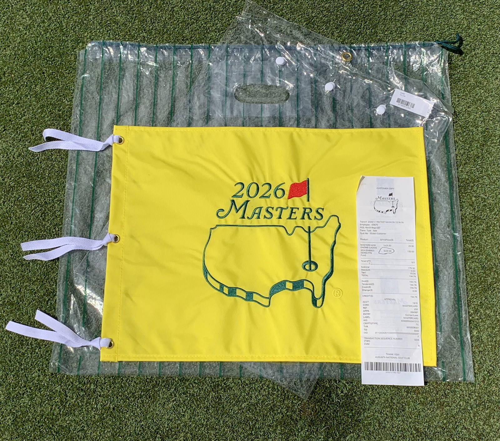 2026 Masters Pin Flag AUTHENTIC from Augusta National Golf Club w/ Receipt Pic