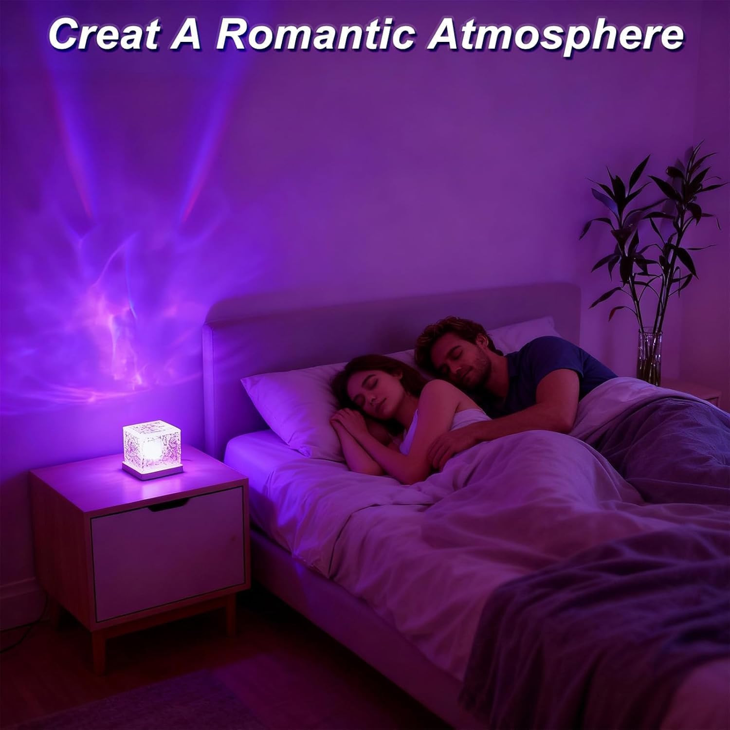 Ocean Wave Projector Light, 16-Color Changing Luminorthe Cube Lamp with 3D Rotat