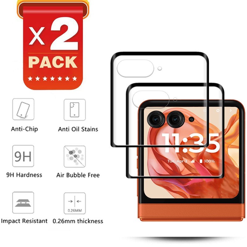 2X Full Cover Tempered Glass Screen Protector for Motorola Razr  2025